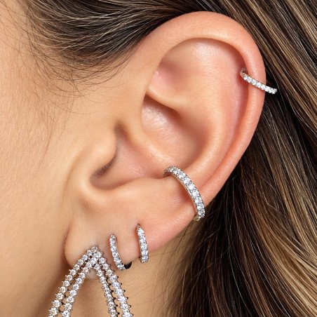 Piercing Hélix Argolinha em formato D Cravejada - 100% em Titânio  - 6ORE749