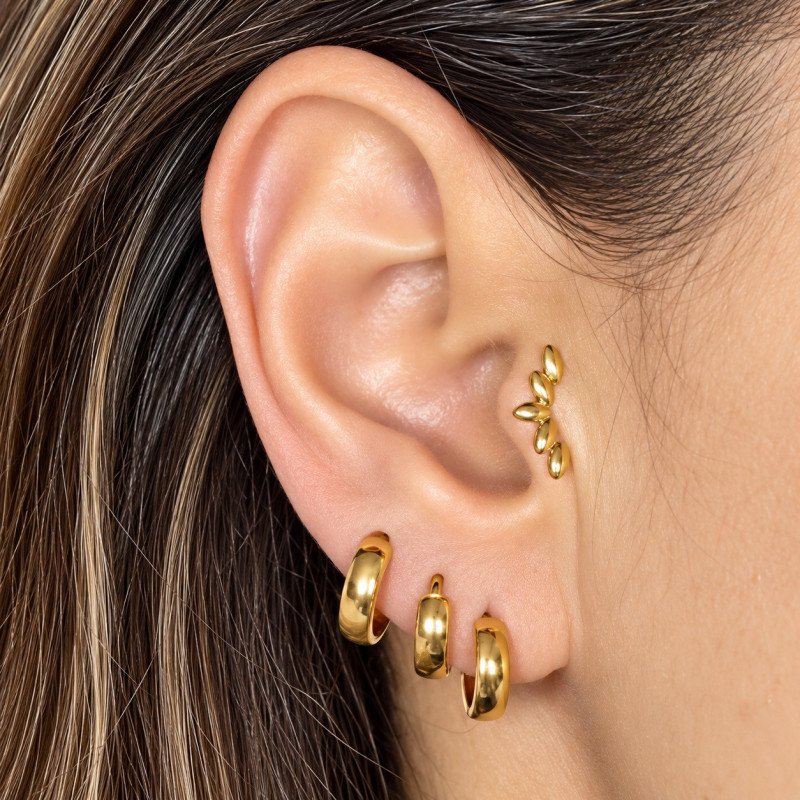 Piercing ou Brinco - Argola Clicker em Titânio - PVD Gold - 6ORE752