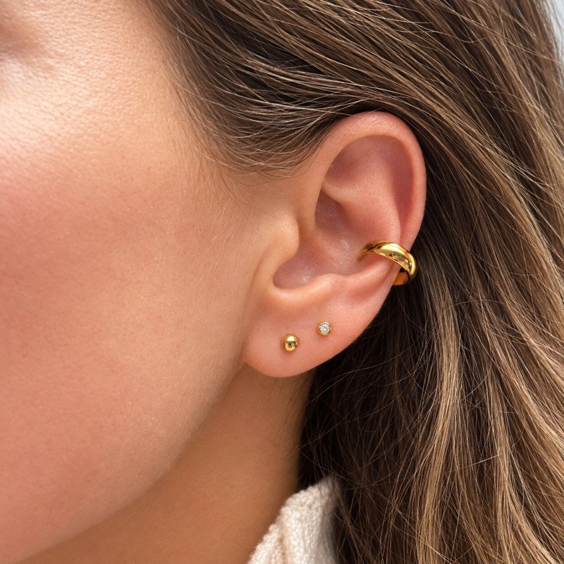 Piercing ou Brinco - Argola Clicker em Titânio - PVD Gold - 6ORE752