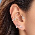 Piercing de Orelha em Aço Cirúrgico - Serpente com Cristais -  Prateado ou Banhado a Ouro - 6ORE753