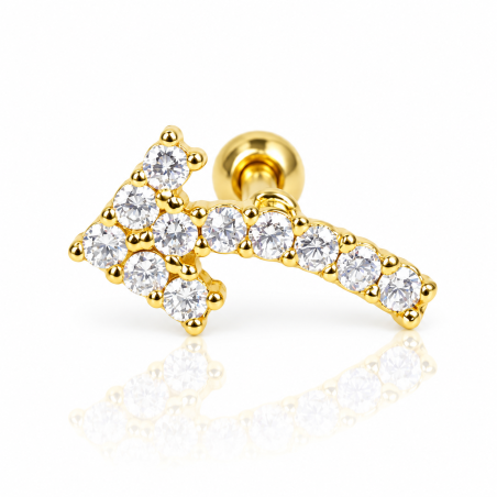 Piercing de Orelha Dourado - Seta com Cristais - 6ORE755