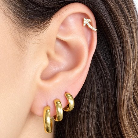 Piercing de Orelha Dourado - Seta com Cristais - 6ORE755