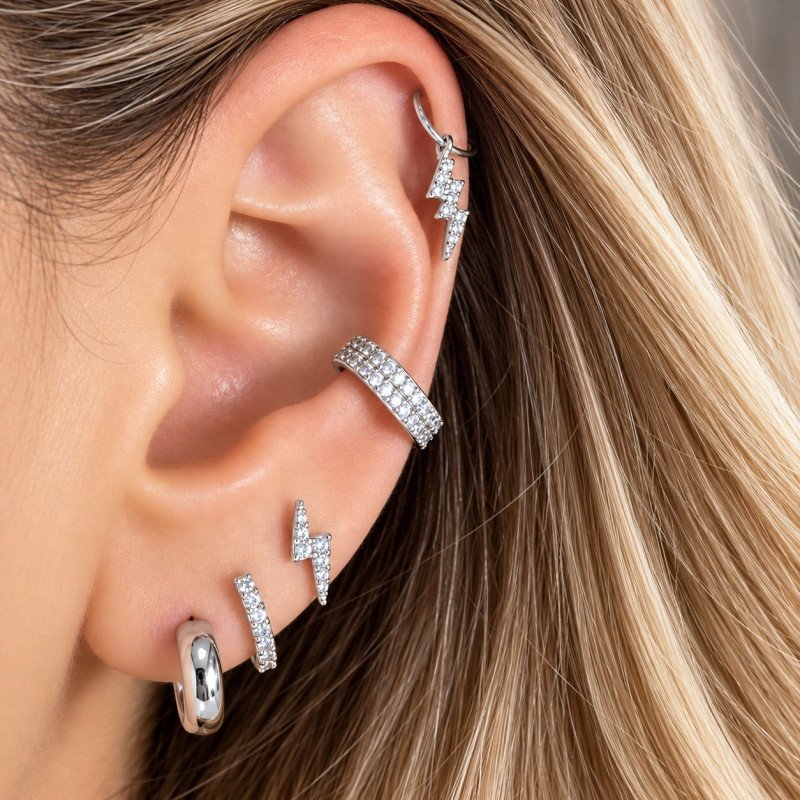 Piercing de Orelha - Argolinha Raio - 6ORE766