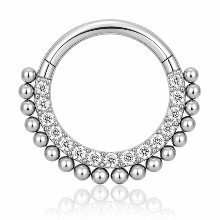Piercing Daith ou Septo - Argolinha Clicker Cravejada - 100% em Titânio - 6ORE770