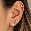 Piercing de Orelha - Borboleta em Prata toda Cravejada - 6ORE771