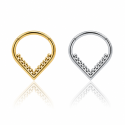 Piercing  Orelha ou Septo Argolinha Clicker V Shaped Beaded - 100% em Titânio PVD Gold - 6ORE779