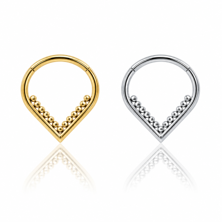 Piercing  Orelha ou Septo Argolinha Clicker V Shaped Beaded - 100% em Titânio PVD Gold - 6ORE779
