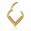 Piercing  Orelha ou Septo Argolinha Clicker V Shaped Beaded - 100% em Titânio PVD Gold - 6ORE779