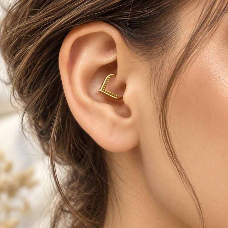 Piercing  Orelha ou Septo Argolinha Clicker V Shaped Beaded - 100% em Titânio PVD Gold - 6ORE779