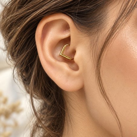 Piercing  Orelha ou Septo Argolinha Clicker V Shaped Beaded - 100% em Titânio PVD Gold - 6ORE779