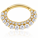Piercing Luxo Daith - Argolinha Clicker em Cobalto Cromo - PVD Gold com 27 Zircônias - 6ORE786