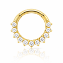 Piercing Luxo Daith - Argolinha Clicker em Cobalto Cromo - PVD Gold com 14 Zircônias - 6ORE788