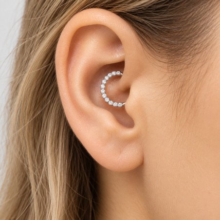Piercing Luxo Daith - Argolinha Clicker em Cobalto Cromo - PVD Gold com 14 Zircônias - 6ORE788