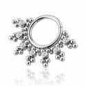 Piercing Luxo Daith - Argolinha Clicker em Titânio Natural com 8 Zircônias - Dervile - 6ORE789