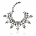 Piercing Luxo Daith - Argolinha Clicker em Titânio Natural com 8 Zircônias - Dervile - 6ORE789