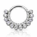 Piercing Luxo Septo ou Daith - Argolinha Clicker em Titânio Natural com Zircônias - 6ORE792