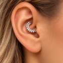 Piercing Luxo Septo ou Daith - Argolinha Clicker em Titânio Natural com Zircônias - 6ORE792
