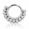 Piercing Luxo Septo ou Daith - Argolinha Clicker em Titânio Natural com Zircônias - 6ORE792