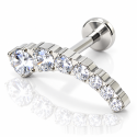 Piercing Labret em Titânio - Linha Luxo - Cluster com 7 Zircônias - 6ORE793