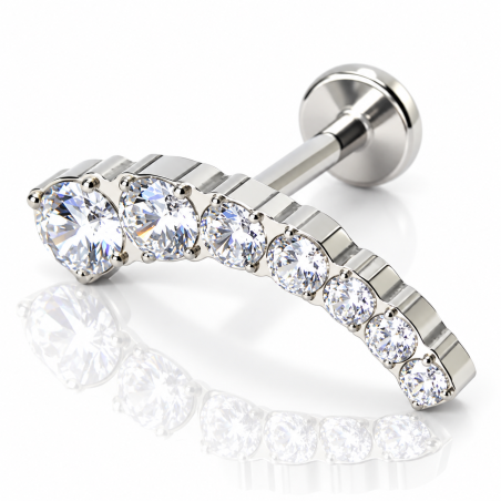 Piercing Labret em Titânio - Linha Luxo - Cluster com 7 Zircônias - 6ORE793