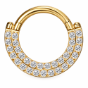 Piercing Luxo Daith - Argolinha Clicker em Titânio - PVD Gold com Zircônias - 6ORE794