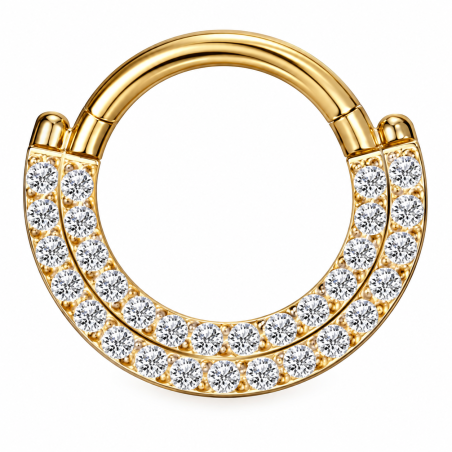Piercing Luxo Daith - Argolinha Clicker em Titânio - PVD Gold com Zircônias - 6ORE794