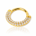 Piercing Luxo Daith - Argolinha Clicker em Titânio - PVD Gold com Zircônias - 6ORE794