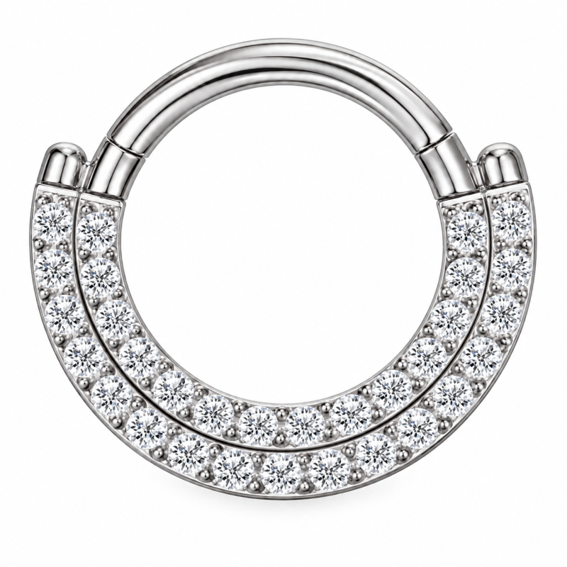 Piercing Luxo Daith - Argolinha Clicker em Titânio - Zircônias - 6ORE827