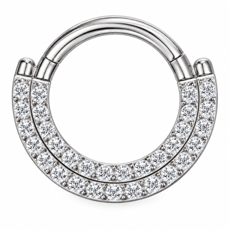 Piercing Luxo Daith - Argolinha Clicker em Titânio - Zircônias - 6ORE827