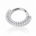 Piercing Luxo Daith - Argolinha Clicker em Titânio - Zircônias - 6ORE827