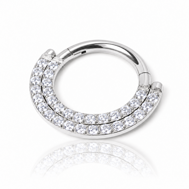 Piercing Luxo Daith - Argolinha Clicker em Titânio - Zircônias - 6ORE827