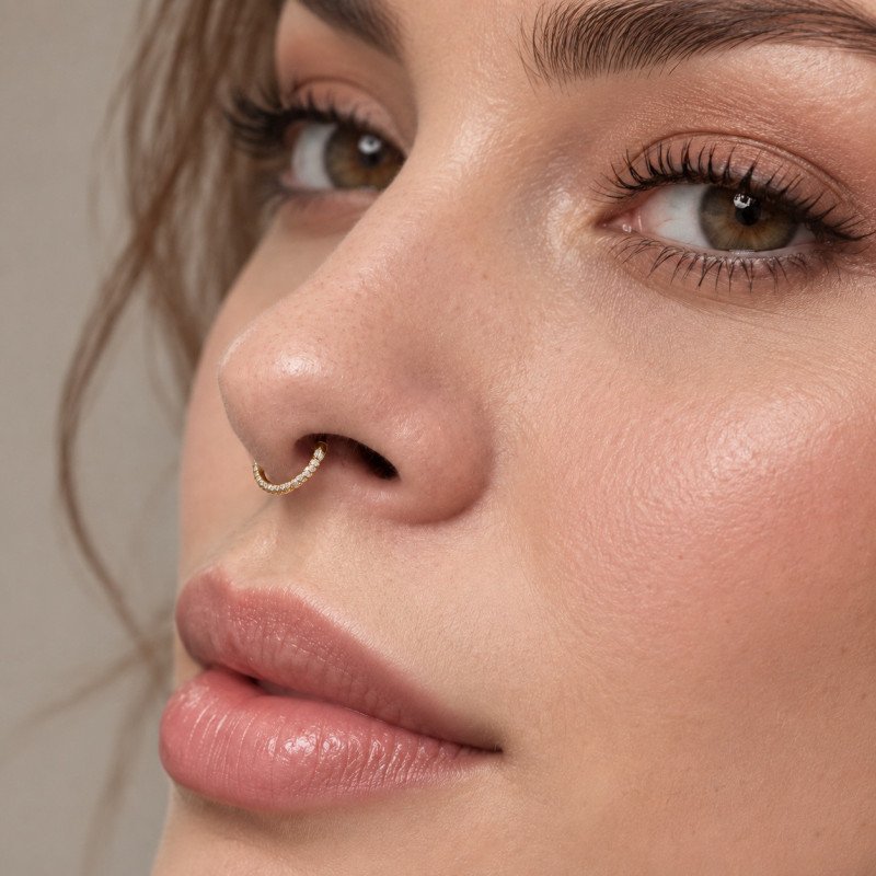 Piercing Orelha ou Septo - Argolinha Clicker em Titânio PVD Tripla Face com Zircônias - 6ORE967