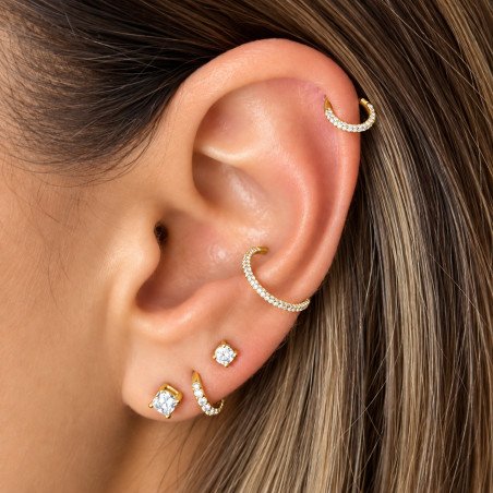 Piercing Orelha ou Septo - Argolinha Clicker em Titânio PVD Tripla Face com Zircônias - 6ORE967