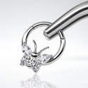 Piercing Luxo Daith - Argolinha Clicker em Titânio Natural - Borboleta - 6ORE803