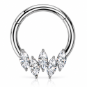 Piercing Luxo Daith - Argolinha Clicker em Titânio Natural - Zircônias - 6ORE804