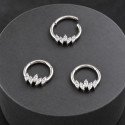 Piercing Luxo Daith - Argolinha Clicker em Titânio Natural - Zircônias - 6ORE804