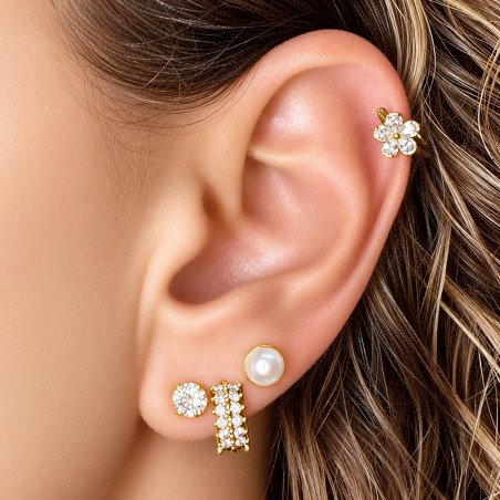 Piercing Luxo Hélix - Argolinha Clicker em Titânio Natural - Florzinha - 6ORE805