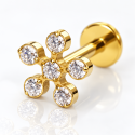 Piercing Labret em Titânio para Orelha - Florzinha - PVD Gold - 6ORE806
