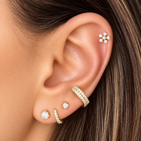 Piercing Labret em Titânio para Orelha - Florzinha - PVD Gold - 6ORE806