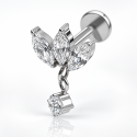 Piercing Labret em Titânio - Linha Luxo - Flor de Lótus com Pingente - 6ORE808