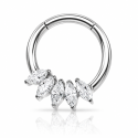 Piercing Luxo Daith - Argolinha Clicker em Titânio Natural - Zircônias - 6ORE810