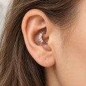 Piercing Luxo Daith - Argolinha Clicker em Titânio Natural - Zircônias - 6ORE810