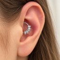 Piercing Luxo Daith - Argolinha Clicker em Titânio Natural - Zircônias - 6ORE810