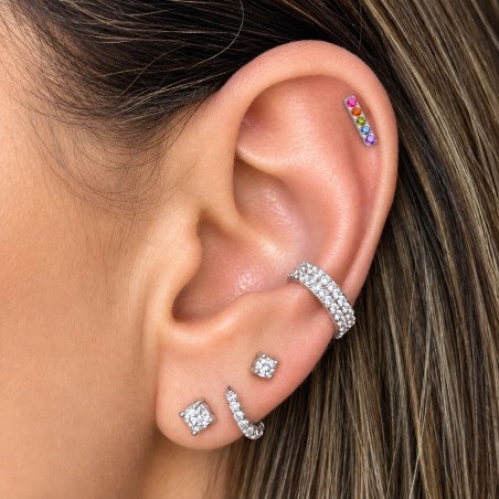 Piercing Labret em Titânio para Orelha - Barrinha Colorida - 6ORE811