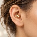 Piercing Luxo Daith - Argolinha Clicker em Titânio - PVD Gold com Estrelas e Zircônias - 6ORE812