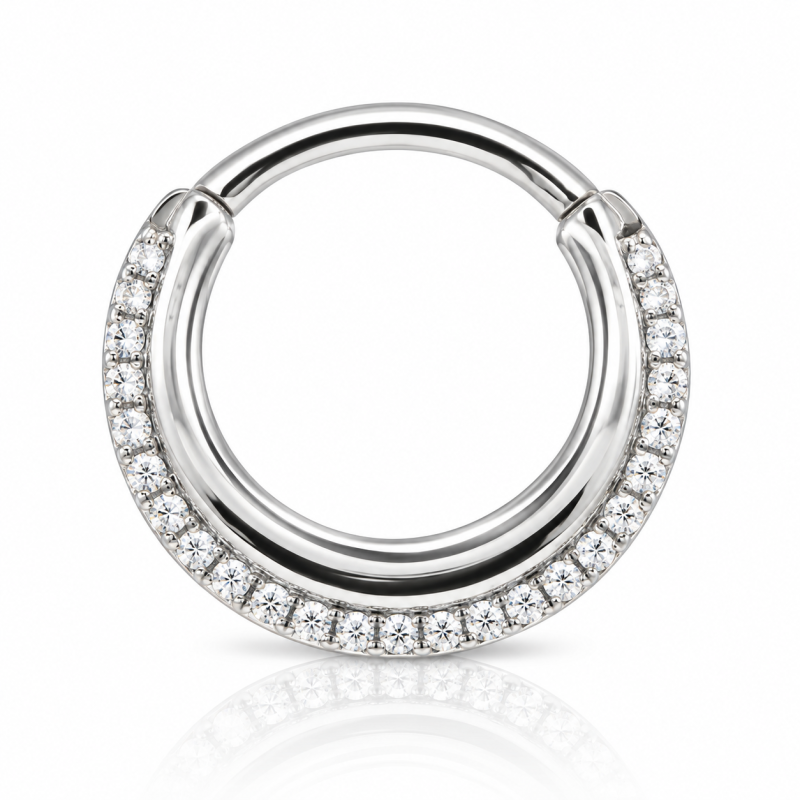 Piercing Luxo Orelha ou Septo - Argolinha Saturno Zircônias - 6ORE815