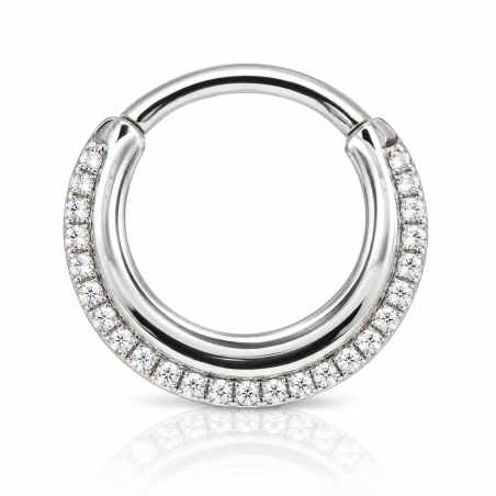 Piercing Luxo Orelha ou Septo - Argolinha Saturno Zircônias - 6ORE815