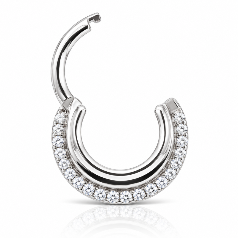 Piercing Luxo Orelha ou Septo - Argolinha Saturno Zircônias - 6ORE815
