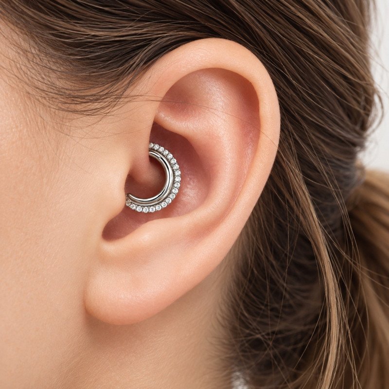 Piercing Luxo Orelha ou Septo - Argolinha Saturno Zircônias - 6ORE815