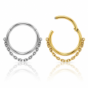 Piercing Conch Clicker Liso com Corrente - 100% em Titânio - PVD GOLD - 6ORE817